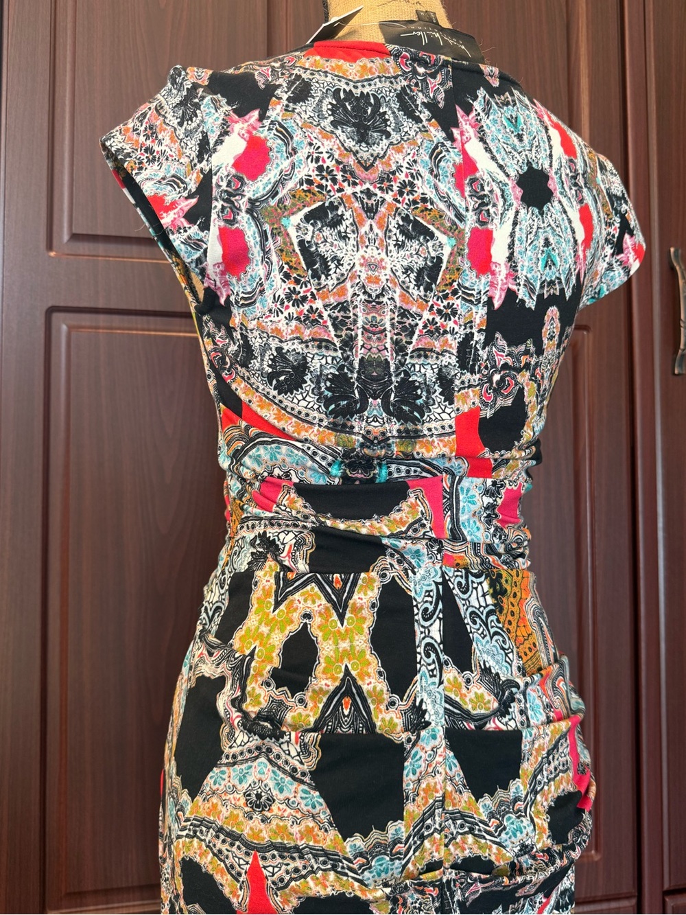 Nicole Miller Multicolor Printed Cap-Sleeve Midi Dress - Picture 8 of 8